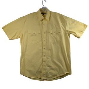 Roper Yellow Snap Button Mens Medium Short Sleeve Cowboy Western 100% Cotton